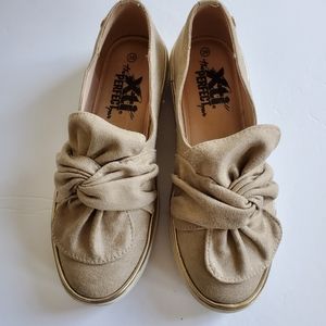 Xti front wrap slip on flat platform loafer shoes